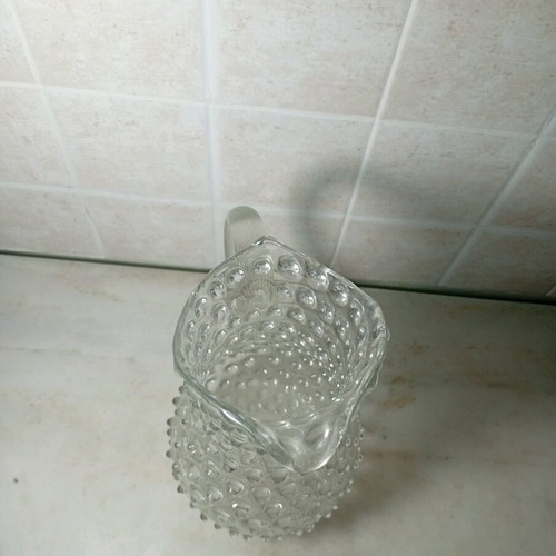 Vintage Hobnail glass pitcher like new with embossed design