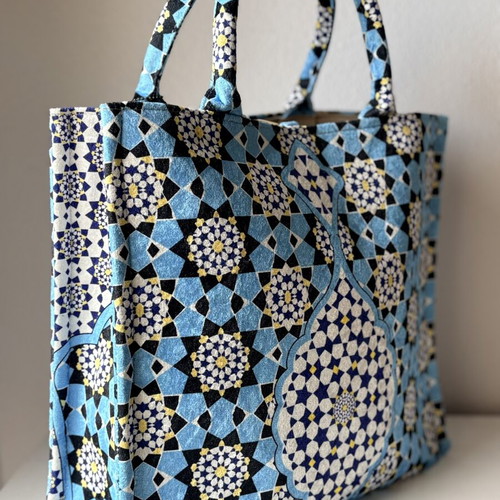 Boho Chic Velvet Shoulder Bag new, blue and turquoise
