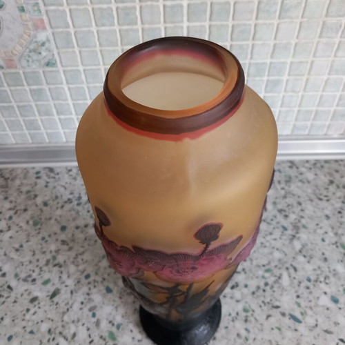 Galle vase handmade with embossed decoration, height 40 cm