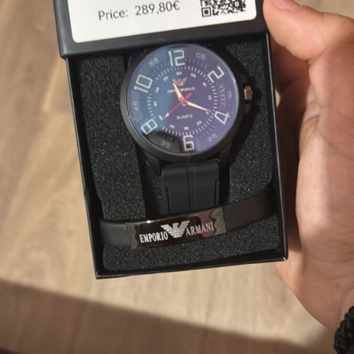 Emporio Armani men's watch new, waterproof, stainless steel, black