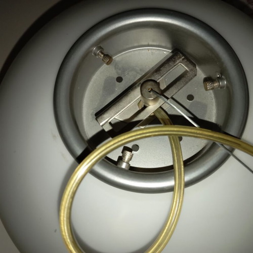 2 Pendant Single-Light Lamps Made of Blown Opaline Glass Amu Moser like new