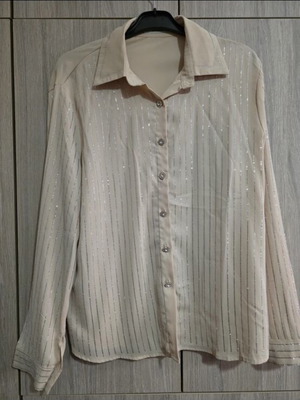 Shirt with rhinestones new, beige, size S