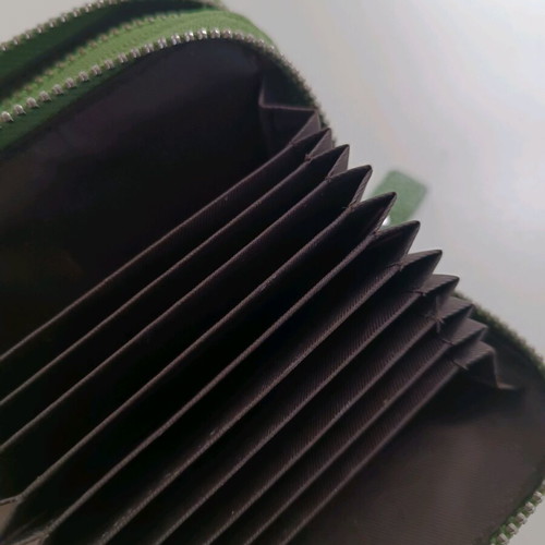 Green card holder wallet with zipper like new