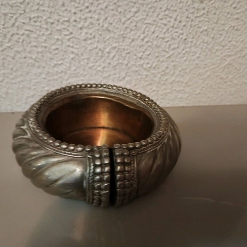 Indian brass ashtray handmade used, old and heavy