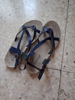 Soft Step women's anatomical leather sandals used, size 38, blue