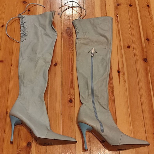 Dodici over-the-knee leather boots used, turquoise, size 37