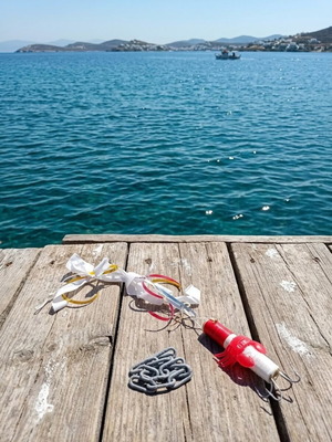 Octopus trap with 4 crab hooks and weights new