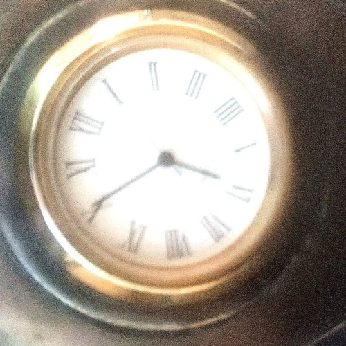 Quartz table clock, 100% solid brass, hexagonal design