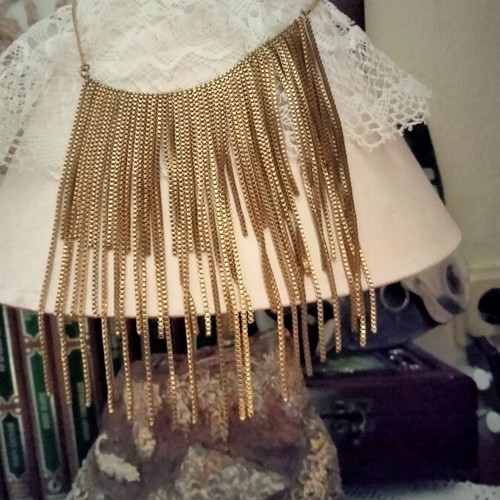 Statement necklace with fringe chains, 40 cm, gold tone