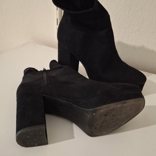 H&M black ankle boots like new, size 39, high heel and platform