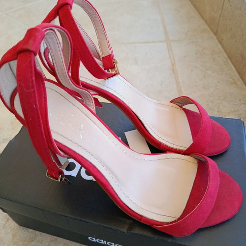 Suede red sandals size 36 used, 9 cm heel height