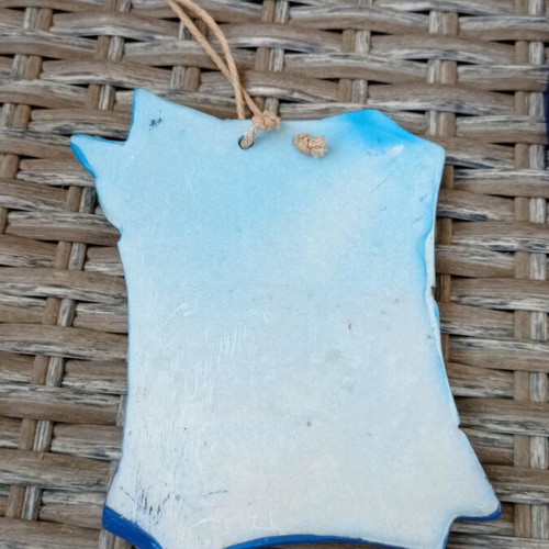 Wall decor new in blue tones with horseshoe and ceramic from Rhodes
