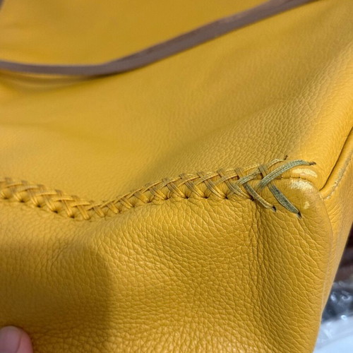 Callista grained leather tote large size used, yellow