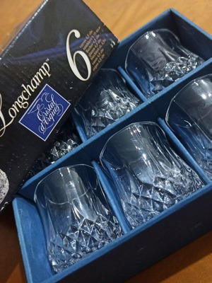 Longchamp Cristal liqueur glasses set of 6 like new