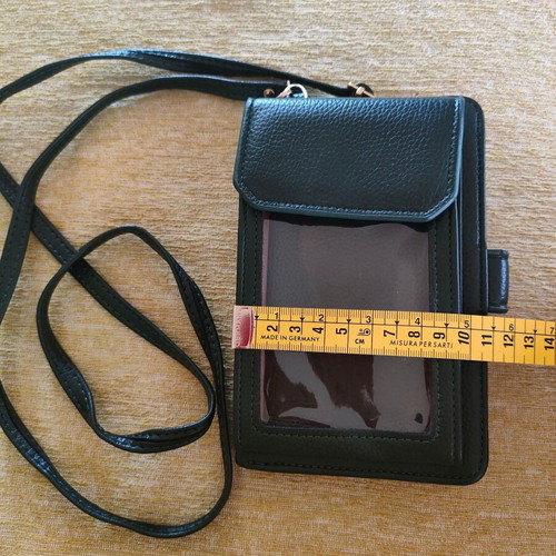 Wallet with phone case and adjustable strap new, green cypress