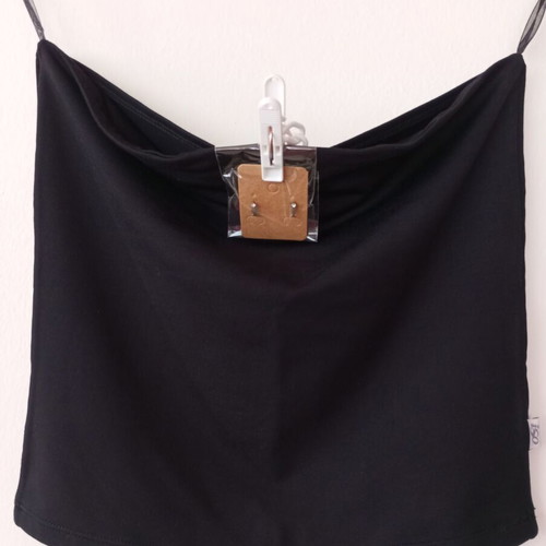 ISO Black Strapless Top like new with stainless steel earrings gift