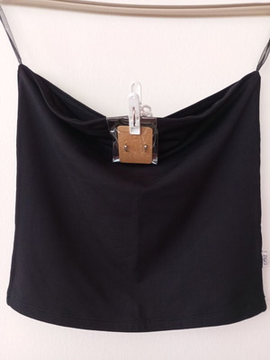 ISO Black Strapless Top like new with stainless steel earrings gift