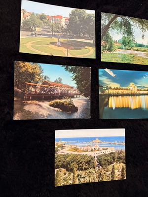 Set of 5 used vintage postcards from Rhodes, Drama, Chania and Serres