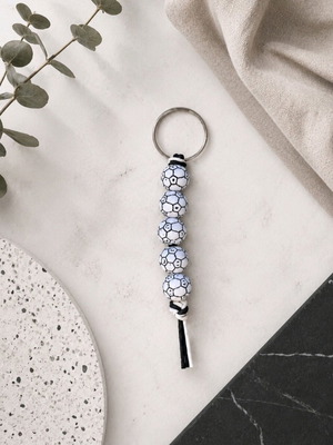 Keychain football balls new, black and white