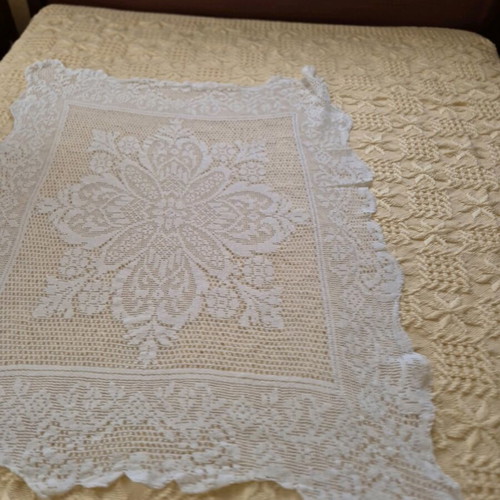 Handmade Crochet Table Runner 80x110 White