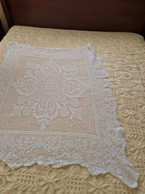 Handmade Crochet Table Runner 80x110 White