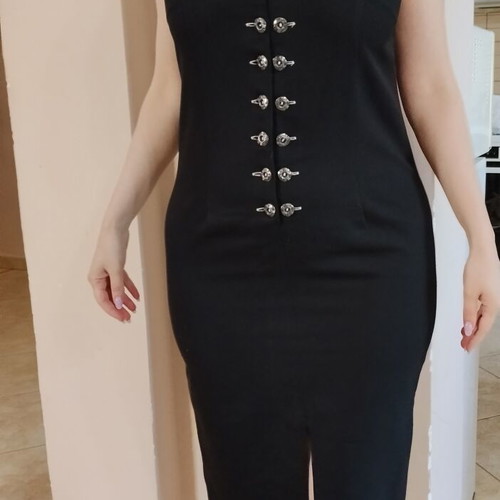 Dress with Buttons and Slit like new, black, size M