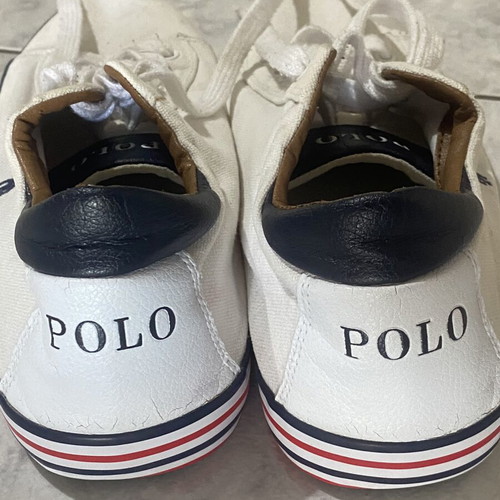 Polo Ralph Lauren men's sneakers used, white with blue logo, size 45