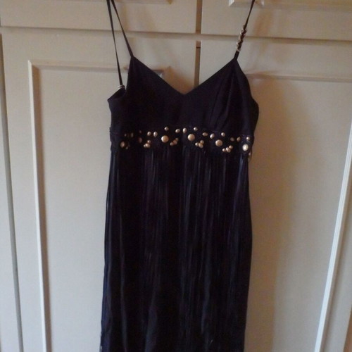 Raxevsky Midi Dress with Fringe Like New, Black, Size M