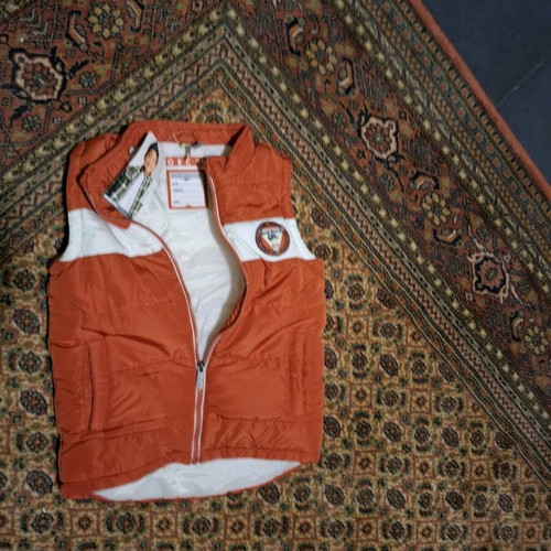 Orchestra sleeveless jacket new for boys 8 years old, orange and white