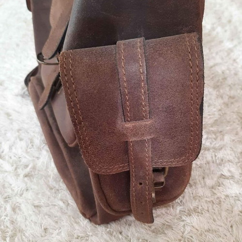 Leather backpack handmade like new, brown