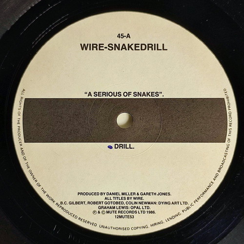 Wire Snakedrill 12" EP 1986 like new, electronic