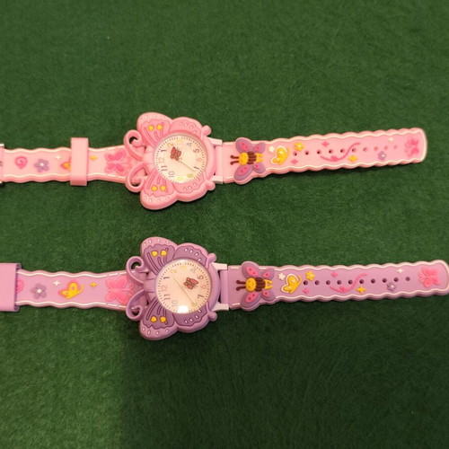 Children's analog butterfly wristwatches 3D set of 2