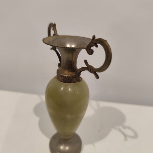 Vintage amphora with onyx and brass relief decoration