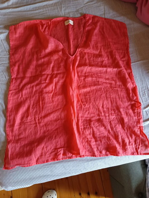 Ba&Sh see through summer blouse one size like new, coral