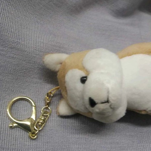 Dog Keychain new, white and beige