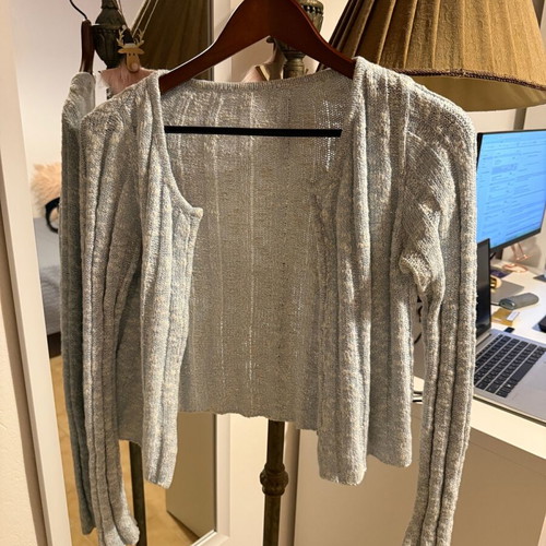 Blue cotton cardigan used with white details, size small