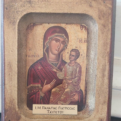 Wooden icon of Panagia Giatrissa