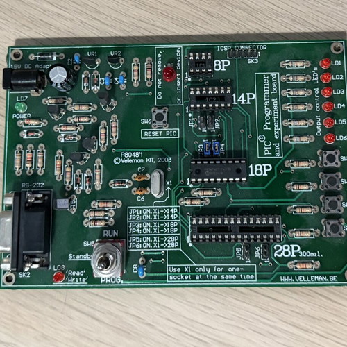 Velleman P8048-1 PIC Programmer & Experiment Board like new with accessories