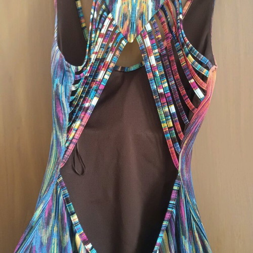 Long backless dress like new, multicolor, size S
