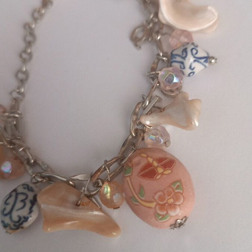 Silver chain bracelet with summer charms like new