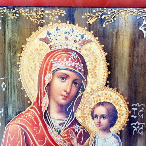 Handmade icon of Panagia Gorgoepikoos, new