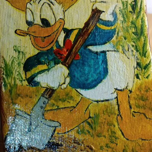 Donald Duck painting used, genuine hand-painted frame