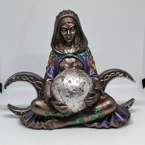 Triple Goddess Statue with Moon Resin 17cm like new