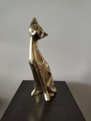 Βιντάζ μπρούτζινη φιγούρα γάτας σαν καινούργια, στυλ mid-century