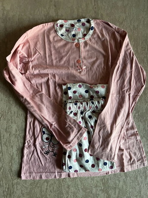Women's pajama new, long sleeve, pink with polka dots cotton, sizes L XL