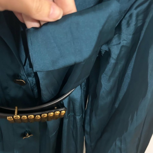 Zara satin-type petrol dress like new without belt