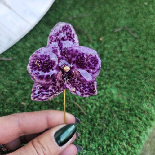Handmade brooch pin with natural orchid flower new