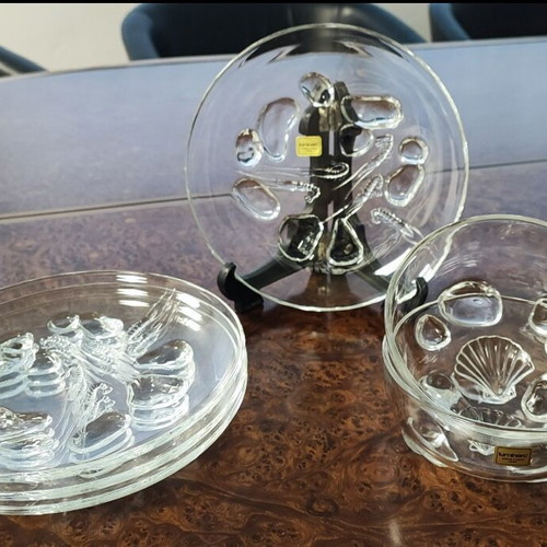 Luminarc glass set 4 plates and 2 bowls St. Malo like new