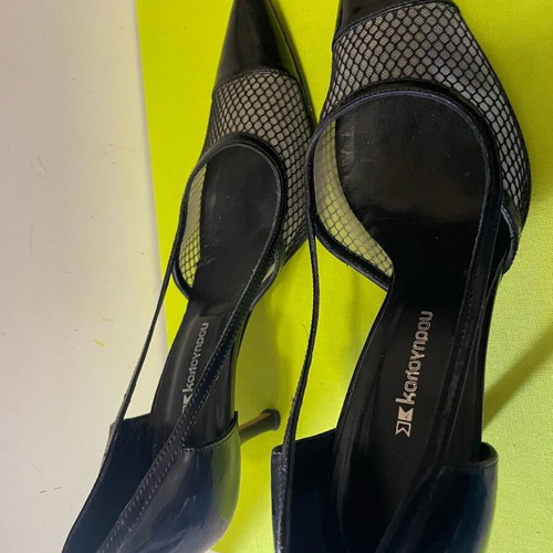 Kalogirou black patent leather pumps with mesh, like new, size 38 EU