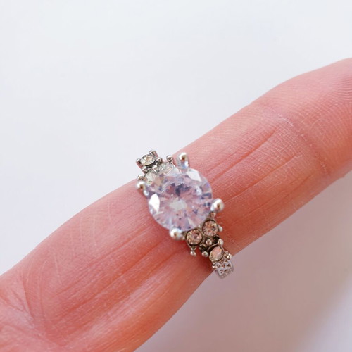 Ring stainless steel 316 with white zircon size 54 like new